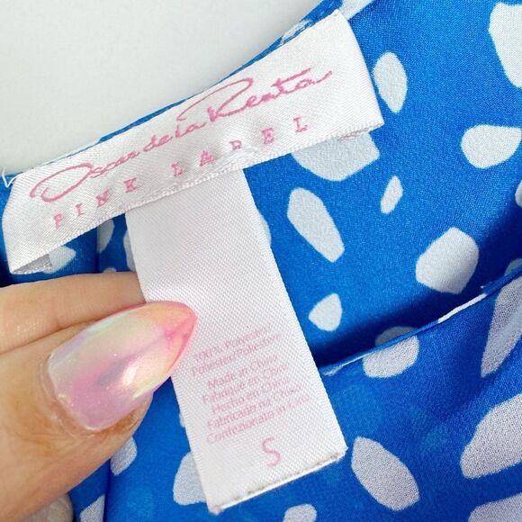 OSCAR DE LA RENTA | Pink Label Blue & White Ruffle Bib Tank Top Women’s Size S - Picture 6 of 8